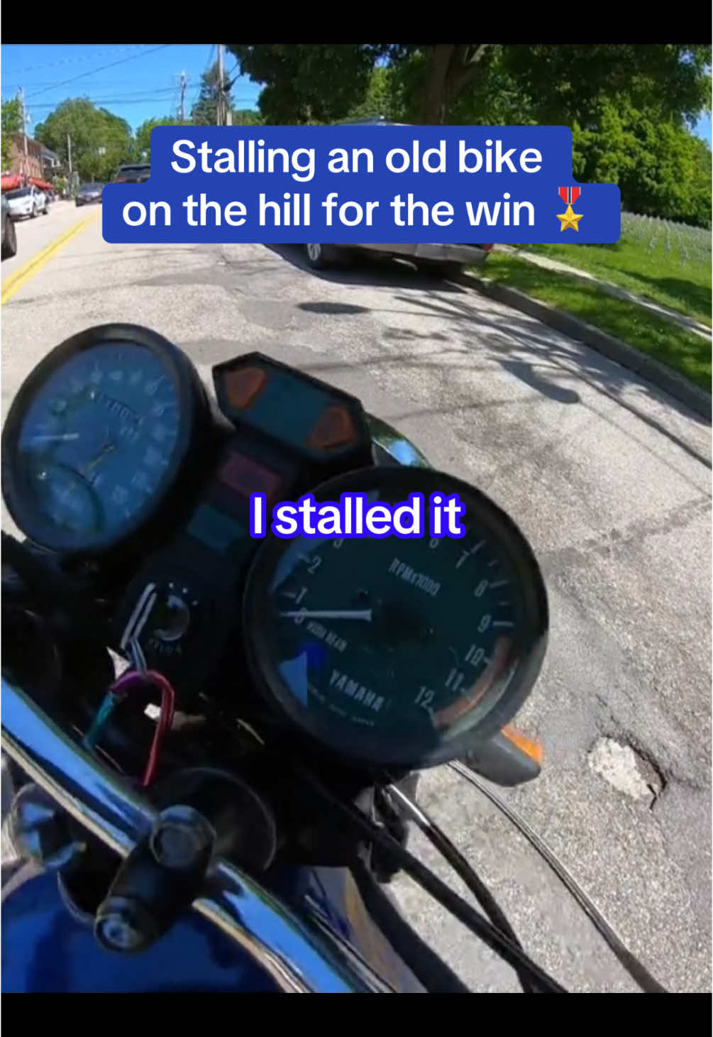 Kickstart my heart, stalling this old 1977 Yamaha on this hill #yamaha #motorcycle #vintagemotorcycles #motorcycletiktok #onthisday #creatorsearchinsights 