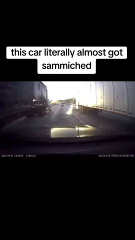 Car is this close to being sandwiched! #dashcams #dashcamcrash #dashcamera #roadrage #dashcam #insurance #baddriver #dashcamlessons #insurancetiktok