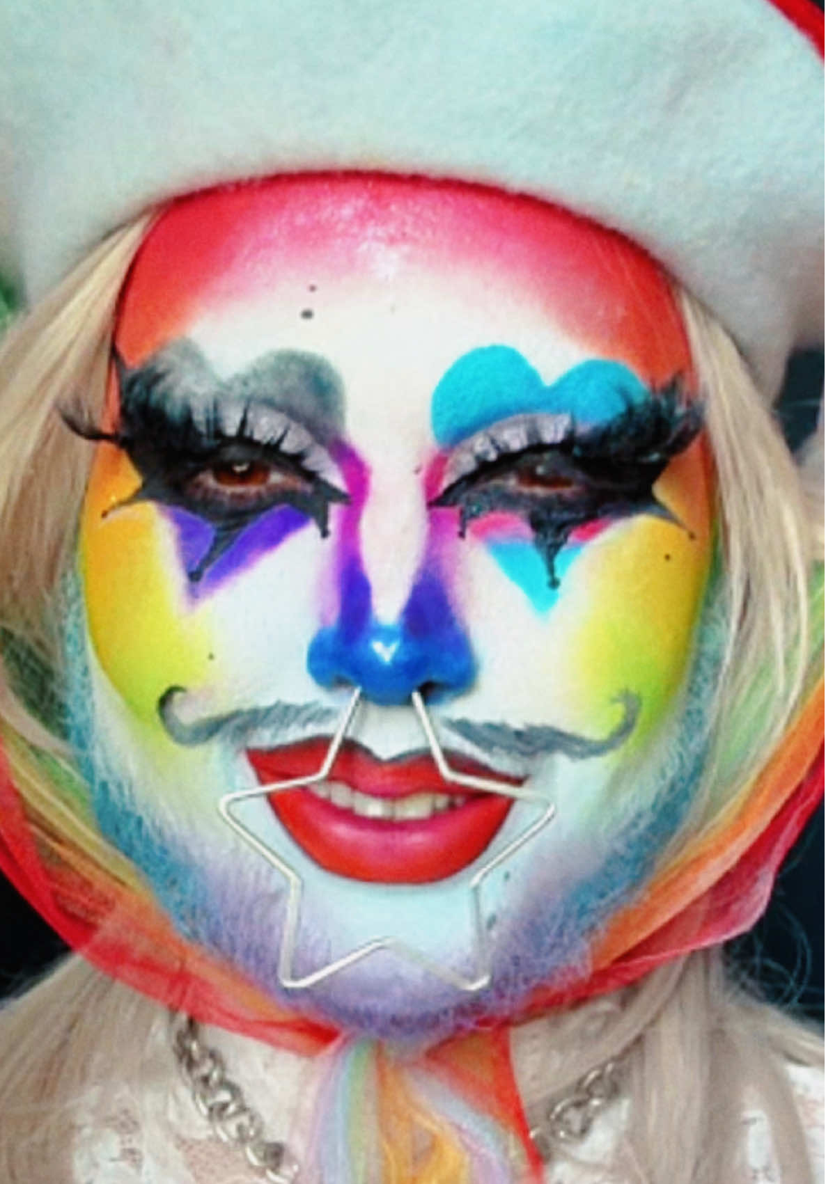 the camp of growing up not being able to grow a mustache to finally being able grow one once I started T to drawing on a fake mustache over the real one. the layers of this mustache saga #makeup 