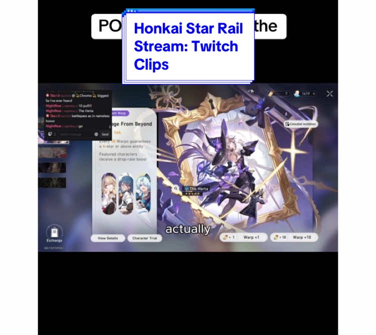 Highlight of yesterday’s stream 🤣 I was trying not to laugh. I will be pulling for Herta in today’s stream at 7:30pm (GMT) so tune in for that  #HonkaiStarRail #hsr #theherta #hoyoverse #twitchchat #facelesscreator #facelessstreamer #neurodivergenttiktok #twitchstreamer #f2pgenshin #funnymoment #twitchclips 