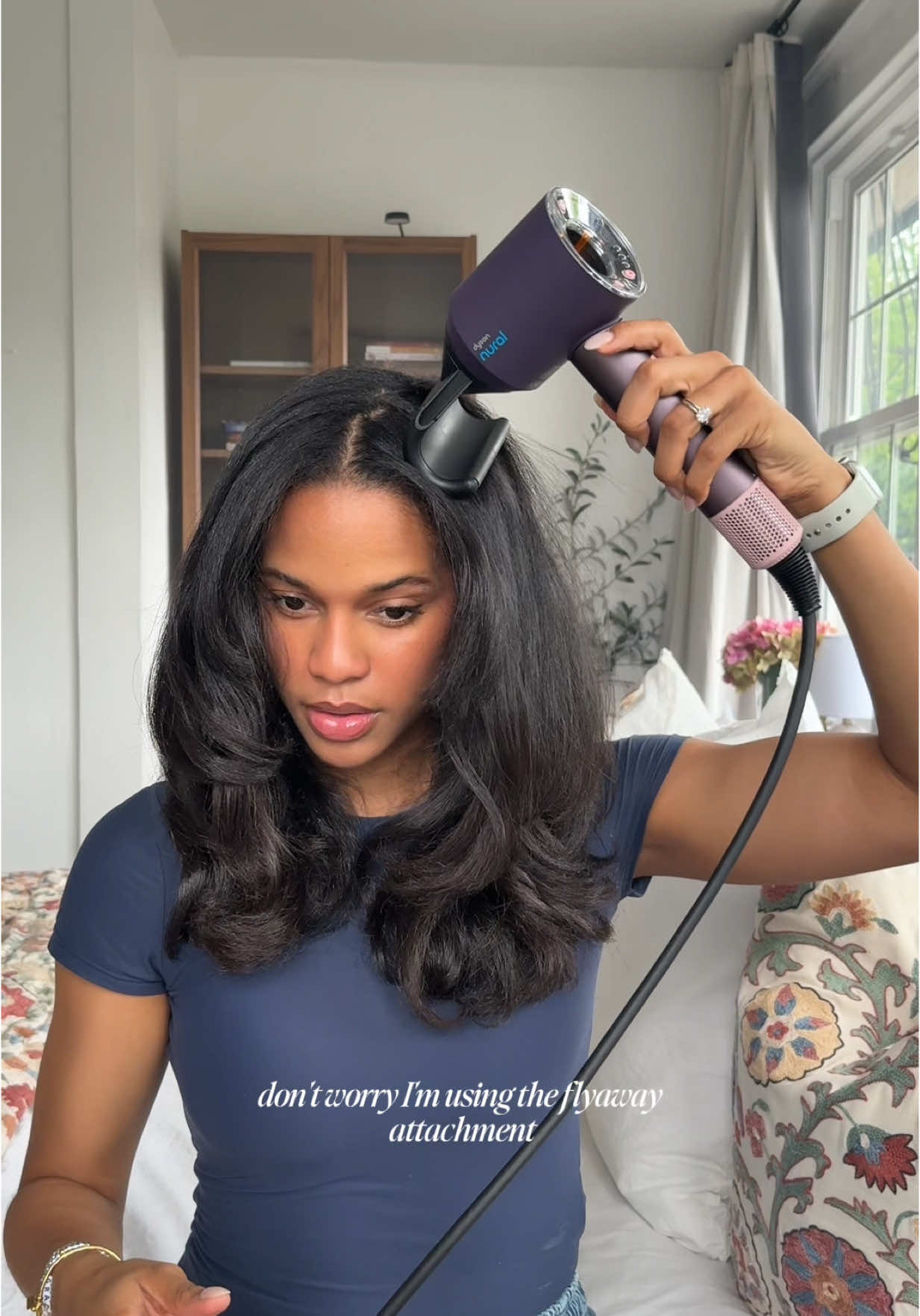 My weekly arm workout but so worth it 😅💜 @Dyson USA #blowout #curlyhair #fyp 