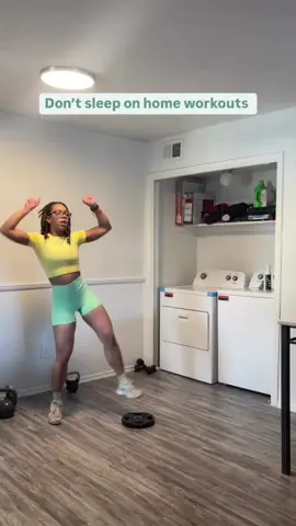 #homeworkouts Don’t sleep on home workouts, sis. This combo right here? FLAMES. 	•	Flat plate curl to front raise — we’re sculpting shoulders and biceps in one smooth move. 	•	B-stance kettlebell RDLs — glutes, hamstrings, and core are clocked in and working overtime. No gym? No excuses. You can still get toned, strong, and SNATCHED right from your living room. Train with me and let’s stop playing small. Home workouts, big results. Let’s go! #homeworkoutsforwomen #homeworkout #workoutwithme #workoutsforwomen #fullbodyworkouts 