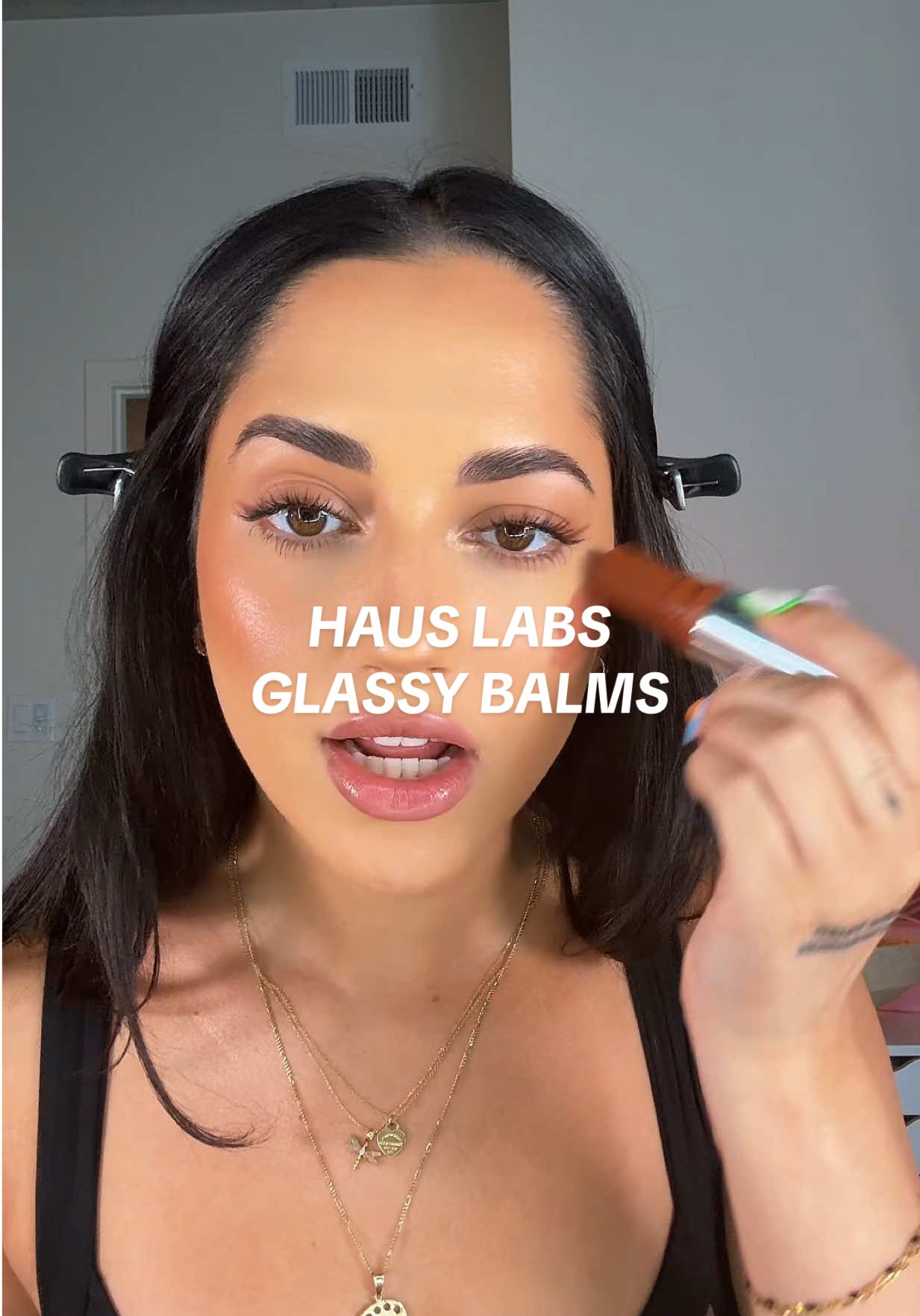 Haus Labs Glassy Balms in Glassy Cinnamon & Glassy Opal #hauslabs #blonzer #blush #makeupreview @Haus Labs by Lady Gaga 