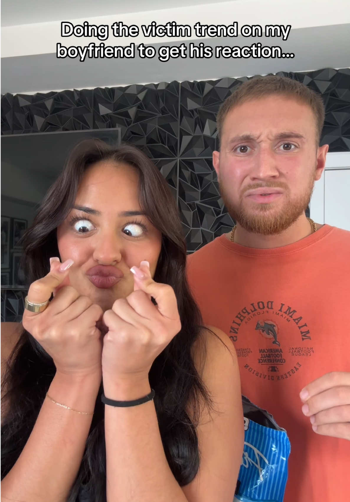 The disgust on his face 😭 #fyp #couplescomedy #couplescontent #boyfriendreaction #relationships #calebnandrea 