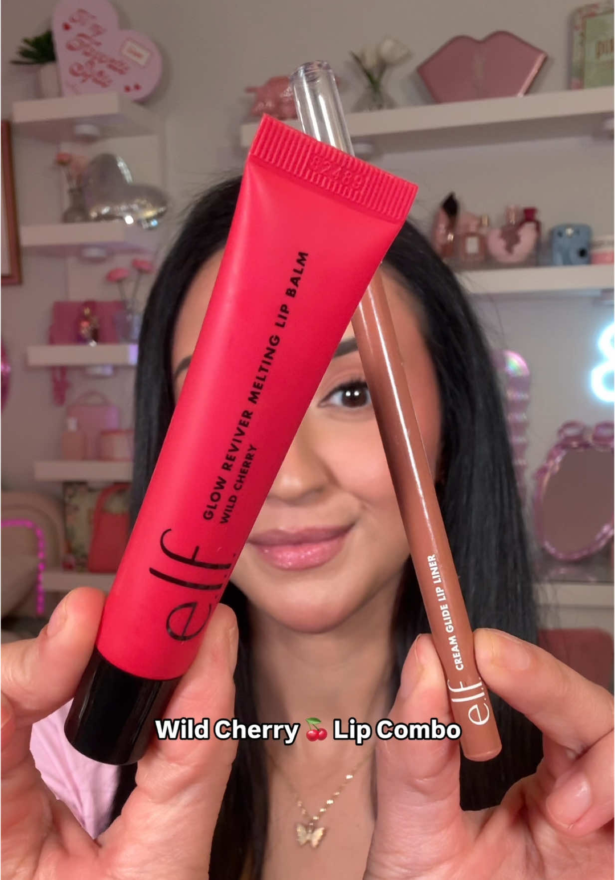 $11 dollar lip combo🍒 using @e.l.f. Cosmetics new Glow Reviver Melting Lip Balm in Wild Cherry💋 with their lip liner in Mocha Move. Save this for later 💫 #lipcombo #cherrygloss #elfglowrevivermeltinglipbalm #lipbalm #cherrylipgloss #elfcosmetics #drugstorebeauty