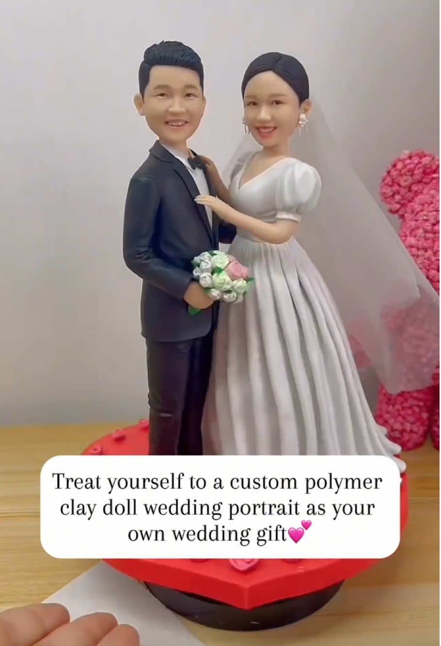 Treat yourself to a custom polymer clay doll wedding portrait as your own wedding gift💕 #clayart #clayfigure #CustomFigures #ClayArt #ResinArt #ArtCommission #DIY #pottery #gift  #PolymerClayFigurines