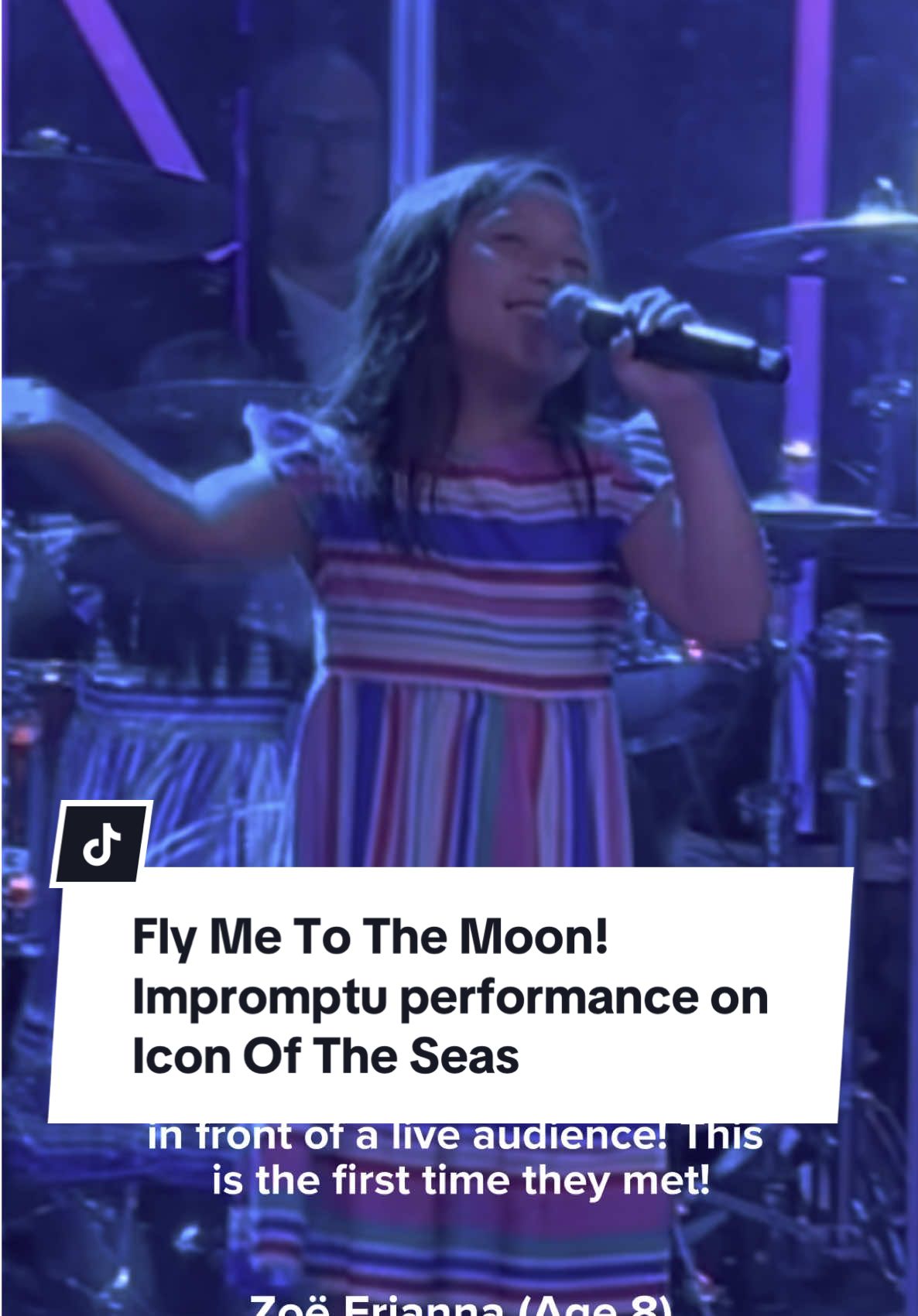 7000 people on @Royal Caribbean The Icon Of The Seas and this young talent was the only one who took up the invitation to sing with the live band. Zoë had no idea the key was going to be in male range but that didn’t stop her from having a good time. There was no rehearsal. Totally impromptu! #youngtalent #flymetothemoon #franksinatra #coversong #iconoftheseas #royalcaribbean #nofear #confidence 