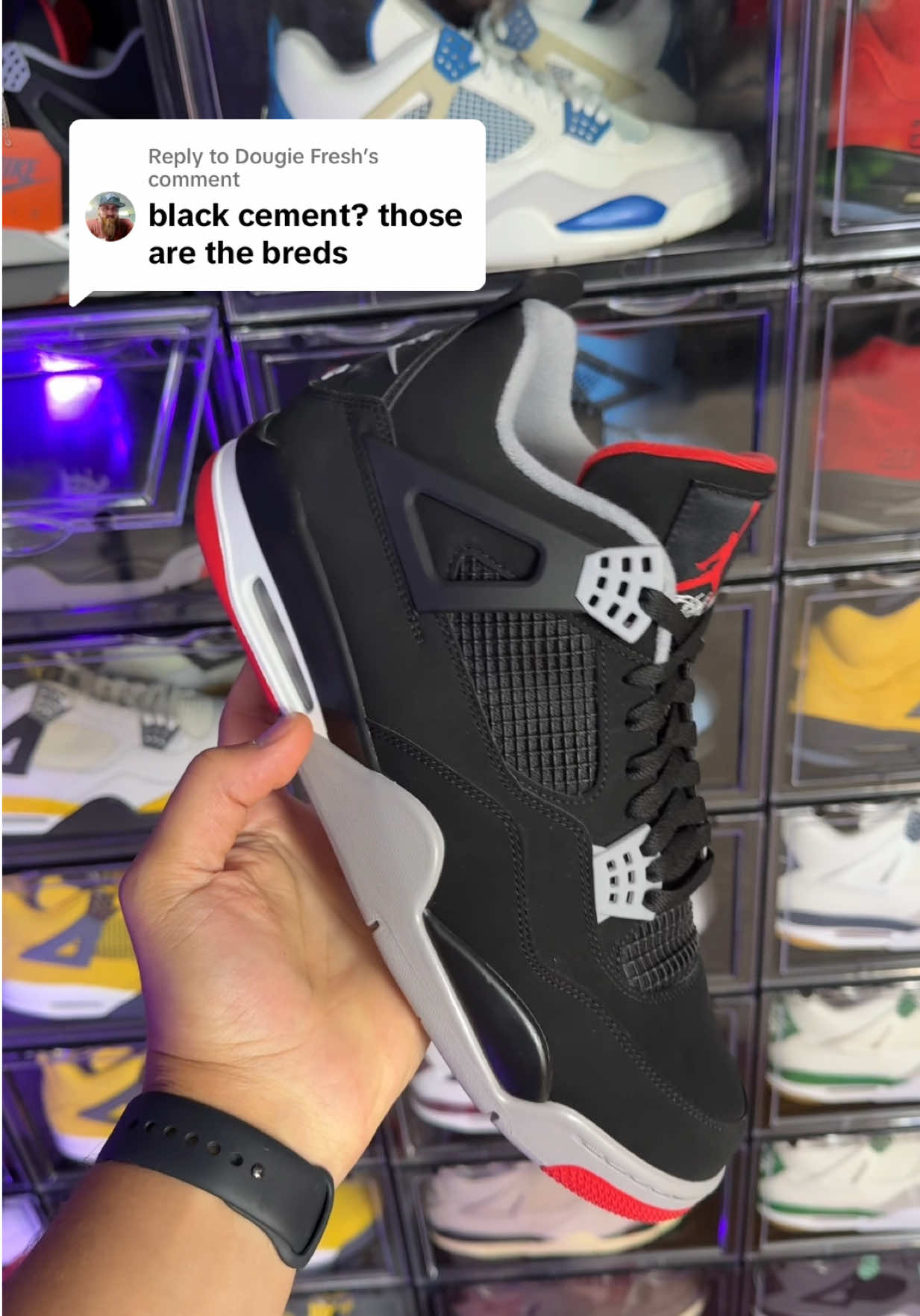 Replying to @Dougie Fresh the original name was and will always be Black Cement Air Jordan 4. The new era sneakerheads call them “Breds” 