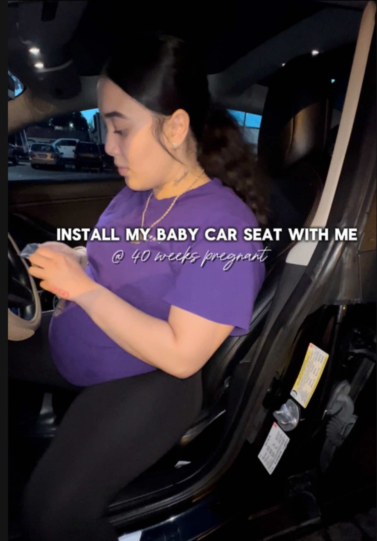 Installing my baby car seat @40 weeks pregnant 💕 #pregnant #pregnantlife #pregnancyjourney #40weekspregnant #carseatinstallation #tesla #newborn #laboranddelivery #girlmom #thirdtrimester #evenflow 