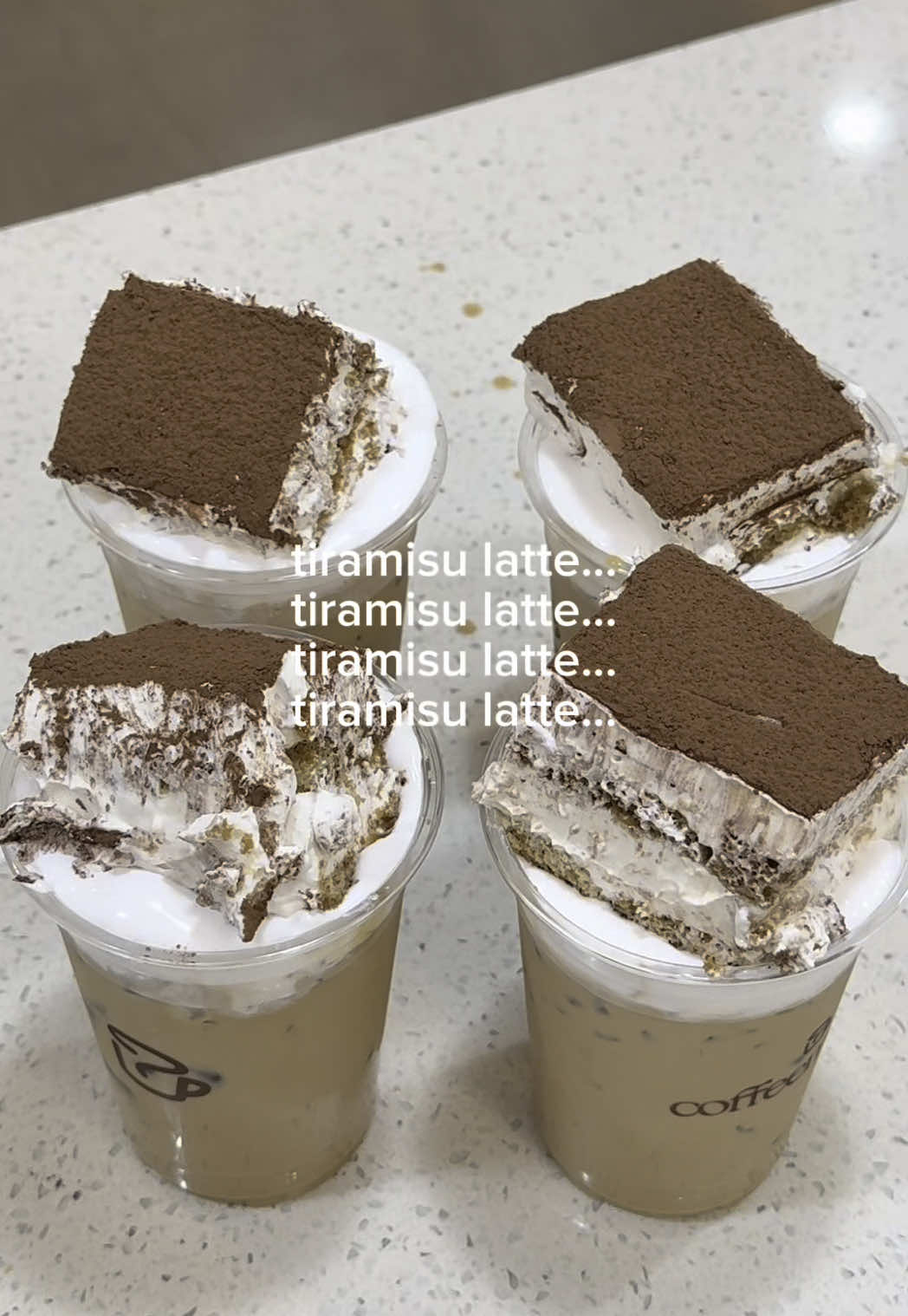 Tiramisu latte available noooow #tiramisu #cafevlog #coffeemaybe #tiramisucake 