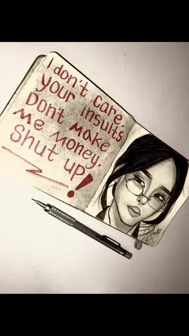 “aku tidak peduli, hinaanmu tidak menghasilkan uang bagiku, diamlah”😜🚩 sesekali lagu nya begini🤭 #fotolive #art #drawing #trending #fypシ゚ #fyp 