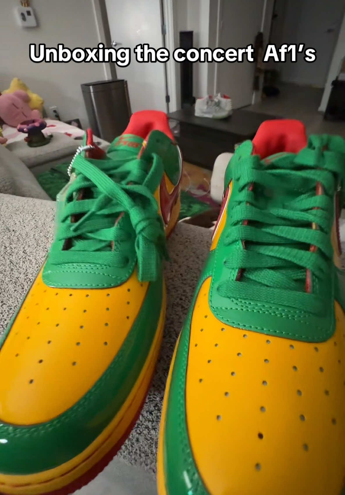 A quick look at the concrete boy Air Force One.  Quick little overview of the shoe it features a green yellow and red palette with a patent leather upper really reminds me of early 00s of bapes and I absolutely love the shoe for me. It’s a 10 out of 10. Classic Air Force One style mix with boat‘s lcreative flare makes for fun addition to any sneaker heads closet   ##fypシ##viral##af1##sneakers##sneakerheads##lilyachty##lilboat##hiphop##druski##karrahbooo##Cpfm##yeezy##murakami##alt##fun##comedy