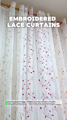 Embroidered Flower Design Lace Curtains  #fyp #trend #affordable #khome #sheerlace #curtain #trending #designcurtain 