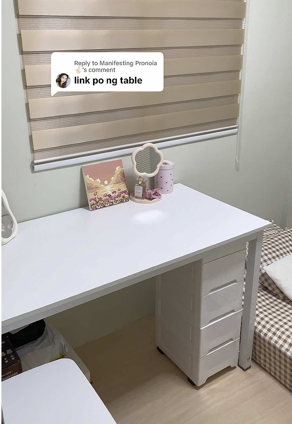 Replying to @Manifesting Pronoia 🤞🏻 nasa yellow basket po, i got 120 cm in white✨🫶 #table #whitetable #computerdesk #studytable #tableforroom #aesthetictable #aesthetictablesetup #tablesetup #tablesetupideas #fyp #roomessentials #roominspo #fyppppppppppppppppppppppp 