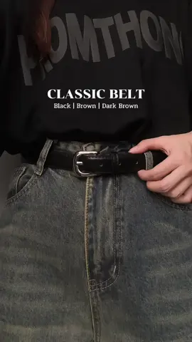 เข็มขัดคลาสสิค match เสื้อผ้าง่าย🖤 หนัง PU ทนมาก #เข็มขัด #เข็มขัดแฟชั่น #outfitideas #TikTokFashion 