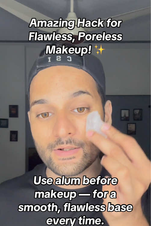 Amazing Hack for Flawless, Poreless Makeup! ✨ Tighten open pores with alum before makeup — for a smooth, flawless base every time. #openpores #flawlessmakeup #alumhack #makeuphack #beauty #makeupbyowais #foryou #foryoupage