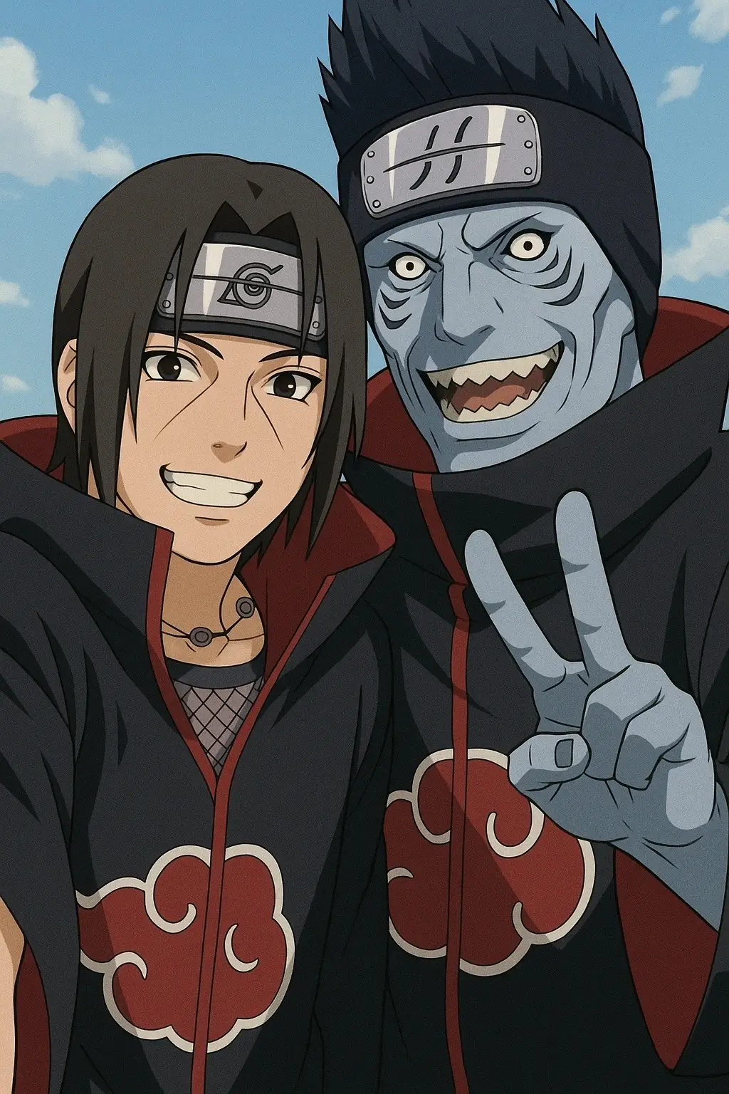 Just a bunch of Akatsuki Bros Hanging Out, Taking Selfies, and forgetting about their plans for a minute. Want to see more Akatsuki? Or Naruto? #narutoshippuden #narutouzumaki #akatsuki #itachi #hidan #aiartwork #ai #bro #bros 