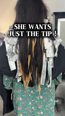She wants tipped hair !  In partnership with @SalonCentric I used @Pravana vivids red mixed with flame and I used @Olaplex to protect her hair during the lightening process  . . . #hairtok #saloncentric #ad #hairinspo 