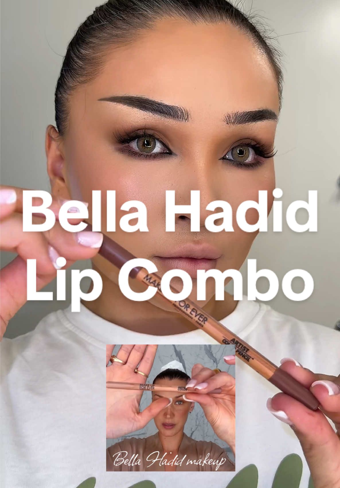 @Bella Hadid lip combo using @makeupforever anywhere caffeine & @Benefit Cosmetics benetint ✨💗 #bellahadidmakeup #bellahadid #makeuphacks #lipstickhack #lipcombo #lipcombotutorial #beautyhacks #beautytips 