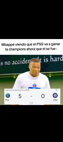 CHAMPIONS  INTER VS PSG Mbappé viendo que el PSG va a ganar la champions #mbappé #championsleague #humor #parati #tendencia 