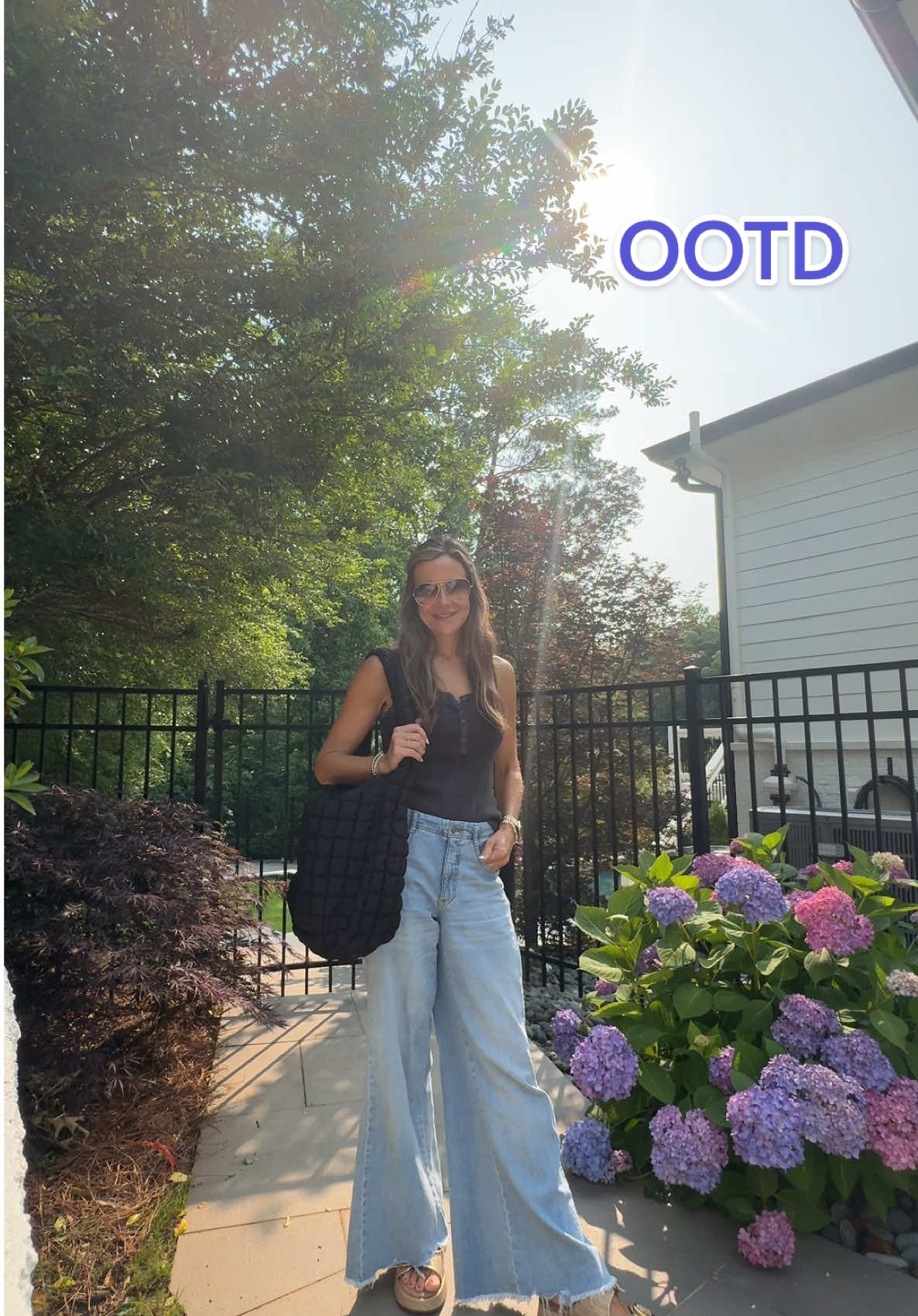 Casual Saturday OOTD #casualoutfits #momfashion #fashionover40 @target @Anthropologie @Sam Edelman @aerie @Ray-Ban 