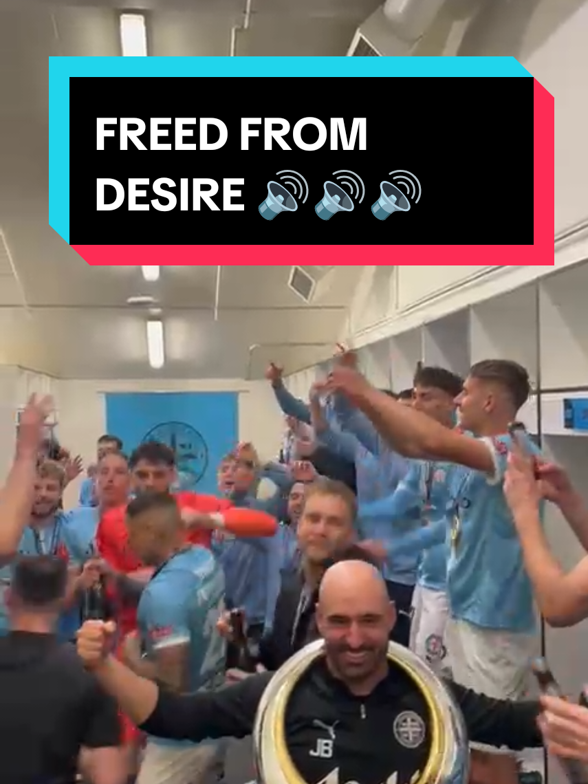 Sound up 🔊🔊 Melbourne City belt out Freed From Desire in their dressing room after being crowned Champions! #aleague #Soccer #football 