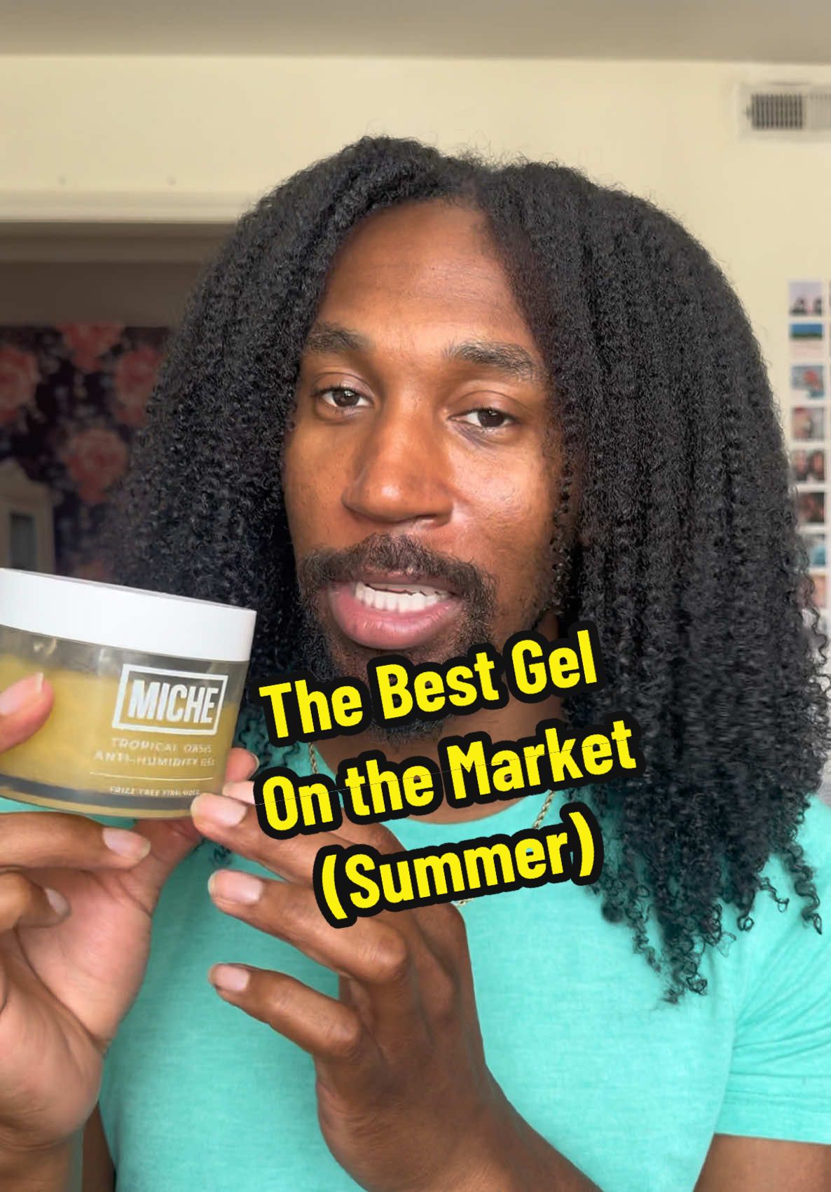 This is literally the best gel on the market for the summer time! Period! #@MICHE Beauty #washngo #curlyhairroutine #oneproductwashandgo 