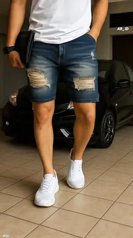 Celana Jeans Sobek Pria Premium! #celanapendek #celanapendeksobek #celanapendekjeans #celanapendekpria #jeanssobek #OOTD #celanapria 