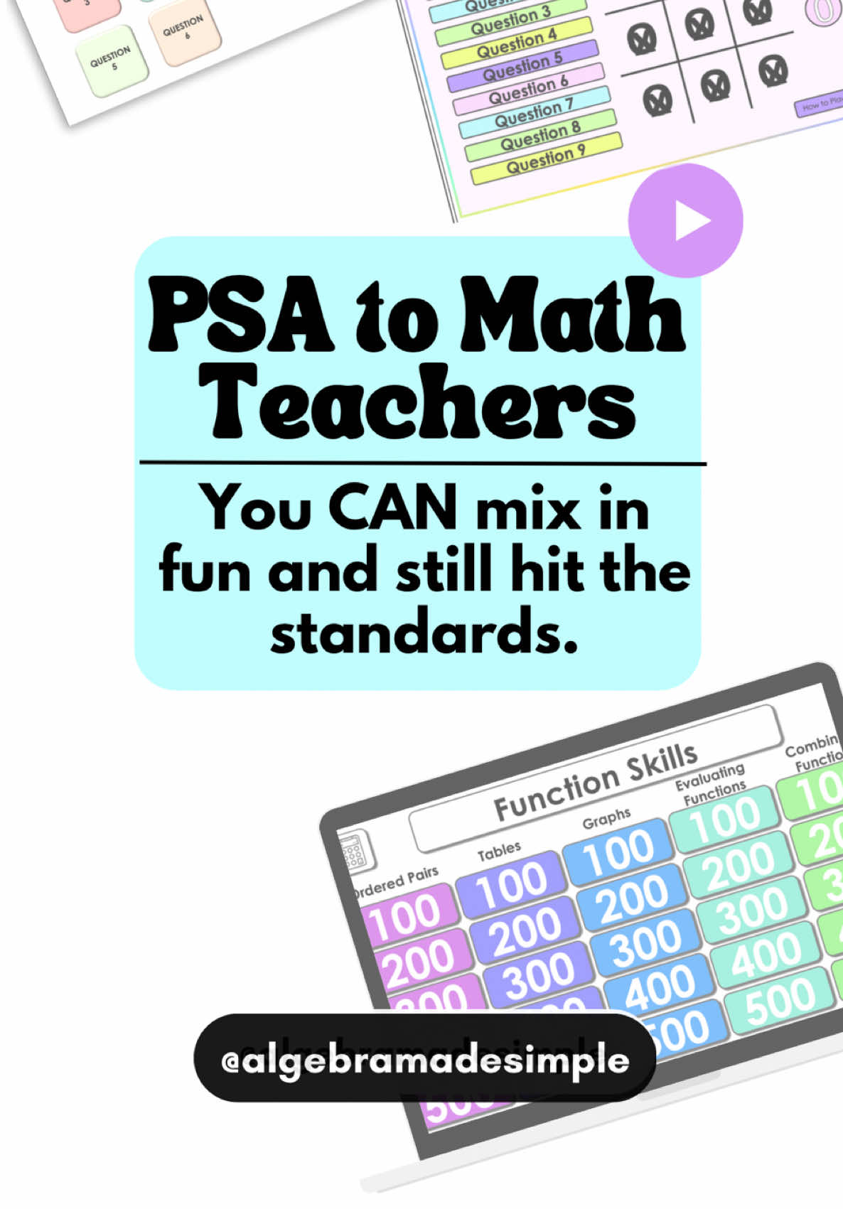 You can mix in fun, build relationships, and still hit the standards—yes, even in June  Especially in June. I created the Algebra Teacher Squad because I was tired of feeling like it was either “rigor or engagement.”  Why not both? Inside the membership, you’ll get: 📘 Scaffolded, done-for-you Algebra 1 lessons 🎯 Leveled practice that works for all learners 🧠 Monthly PD sessions starting in July 👥 A real community of Algebra teachers who get it ➡️ Comment “SQUAD” for the link or tap the link in my bio to join us.  You don’t have to choose between fun and standards. You just need the right support. 💛 #mathteachers #teacherfyp #endofschoolyear 