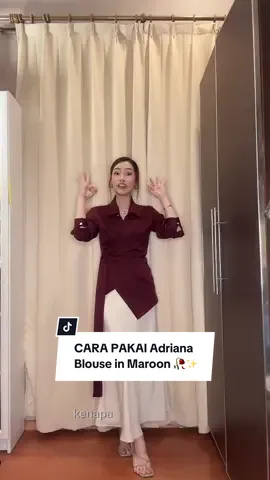 CARA PAKAI Adriana Blouse in Maroon 🥀✨ #tiktokshop #racuntiktok #fashiontiktok #atasanwanita #koreanstyle #blousewanita #CapCut 