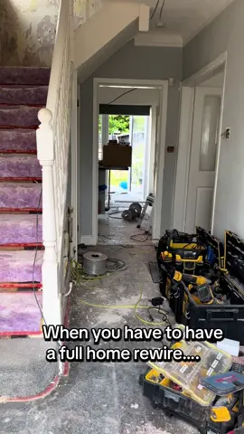 I did not know this is how a full home rewire would look 🥲 still have all new windows and a roof to replace too yay…..  #homerenovation #fullrewire #ukrenovation #DIY #renovation #buildingsite #newhouse #electricalupgrade  #houserewire #beforeandafter #homeimprovement #constructionlife #renovationtiktok 