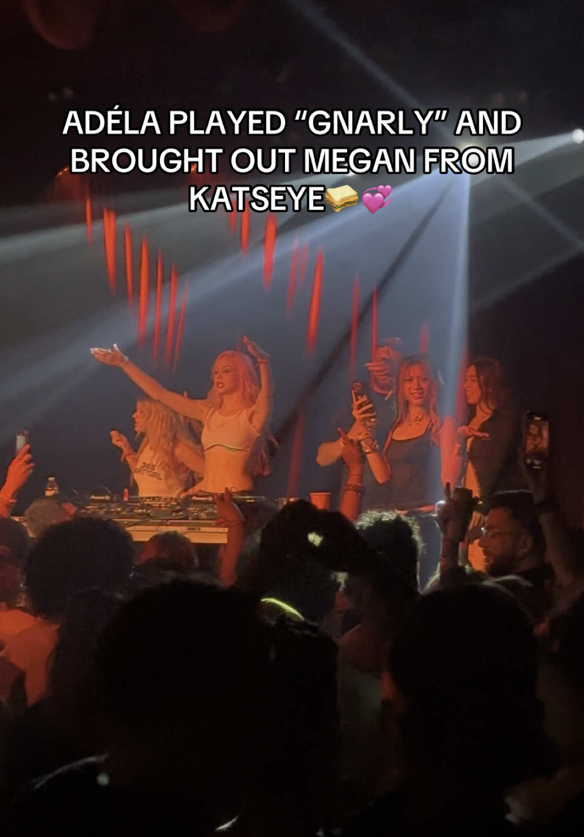 i can’t believe this is how pride month started in la omggg @ADÉLA @Megan Skiendiel yall were having a mother off downnn 💋🥪 #adela #katseye #gnarly #weho #losangeles #concerttok #concertgirl #katseye_megan #dreamacademy #popstaracademy #eyekons #la 