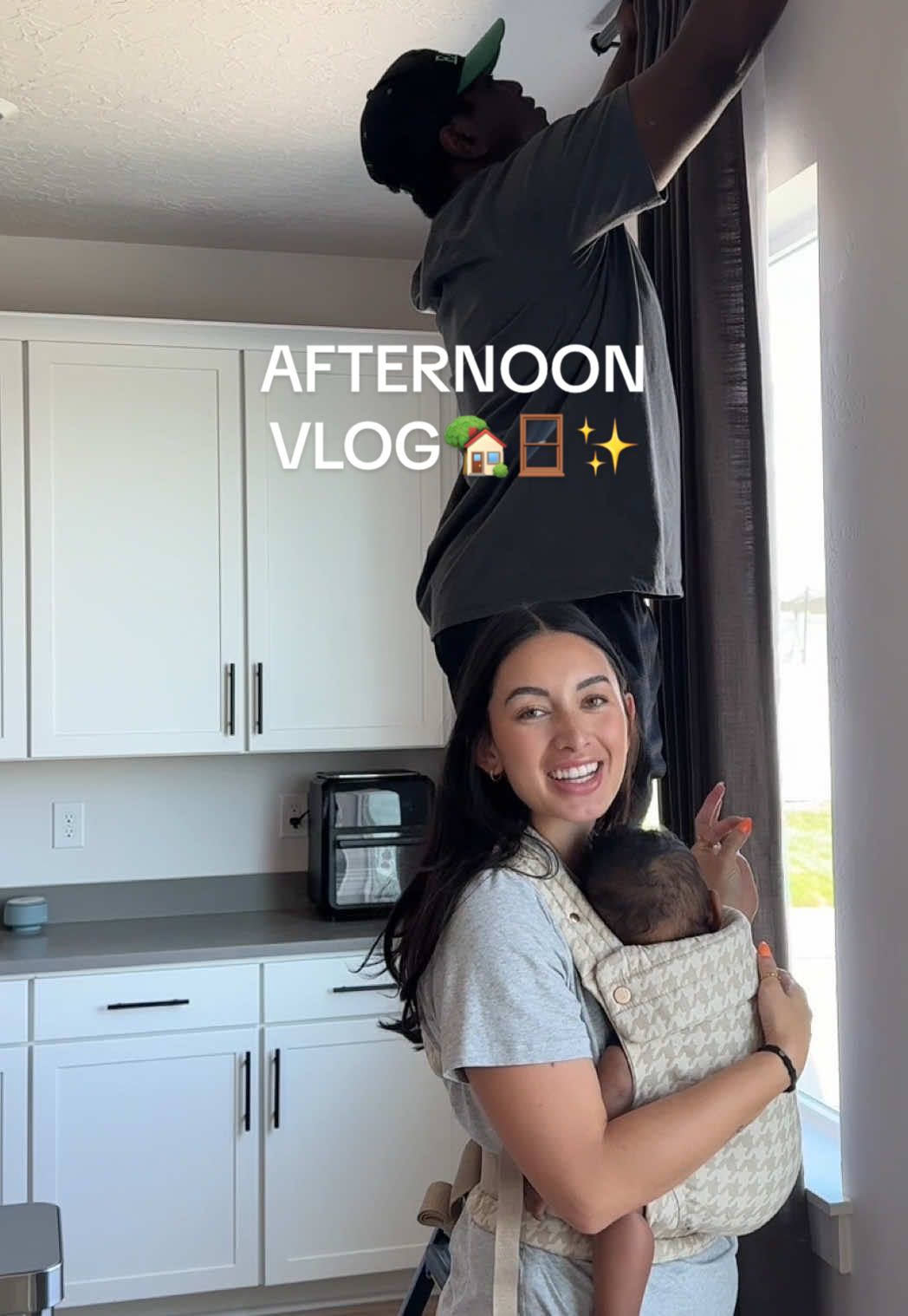 Tell me why hanging curtains made me feel like I renovated the whole house 😭🥹✨🤭 #momtok #momlife #newhomeowner #homeowner #drapery #curtains #homeinspo #interiordesign 