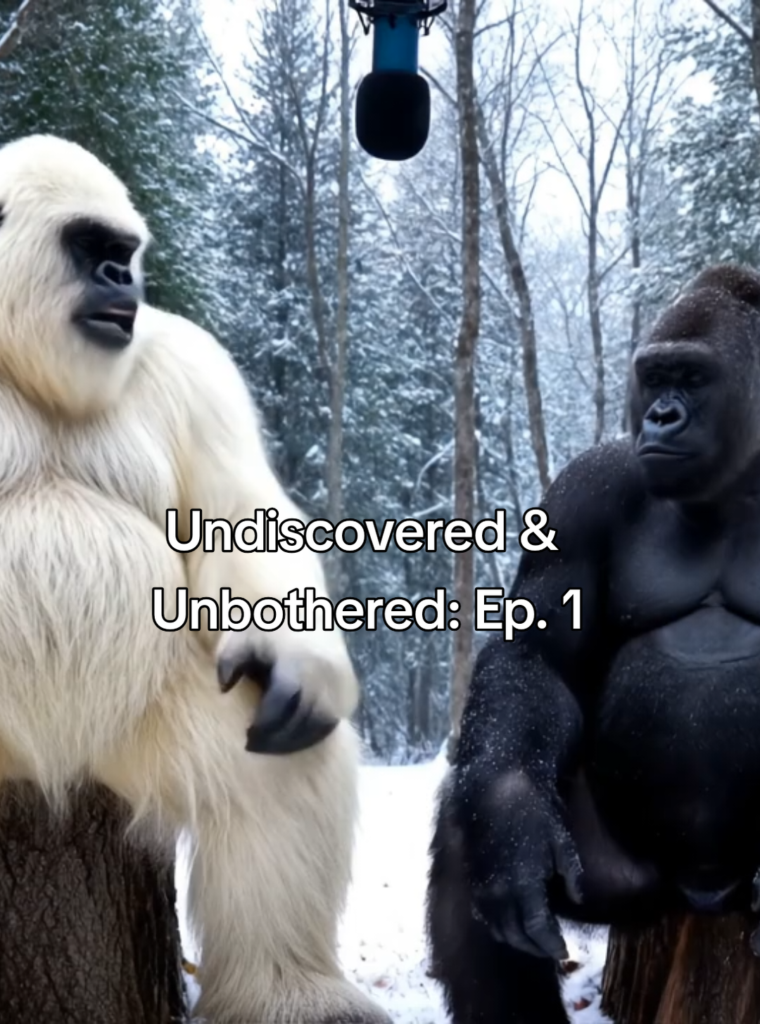 Undiscovered & Unbothered: Ep. 1 The yeti just tryna host a peaceful forest podcast… and the gorilla sick of the disrespect 😤💯  #UndiscoveredAndUnbotherd  #GorillaVs100 #CryptidTalk #PodcastInTheWoods #MythicalBeef #RealTalkInTheSnow #ai #vo3 