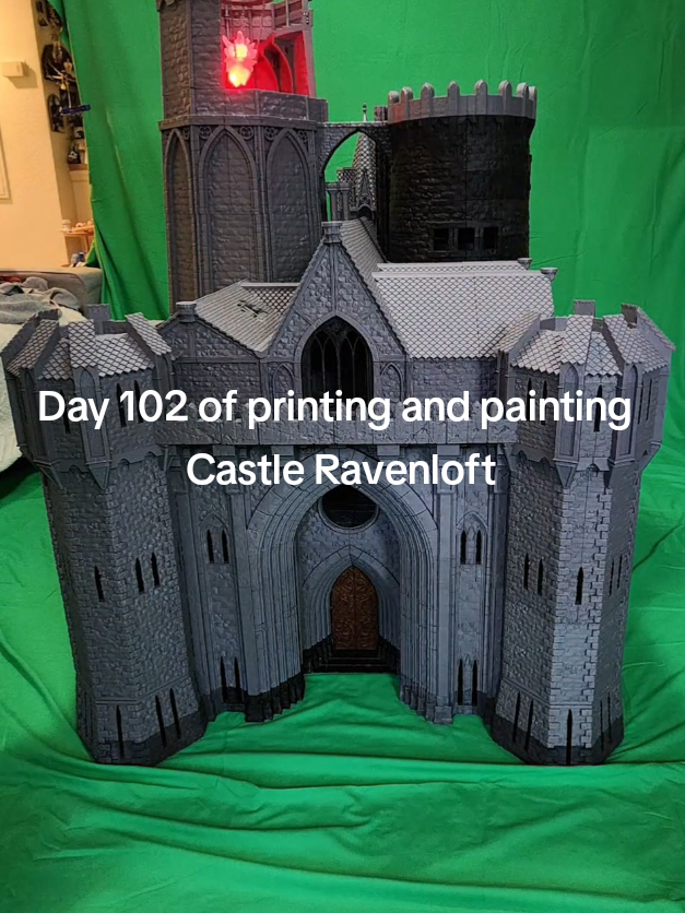 Showing off the entire castle ravenloft on day 102 of working on it. #dnd #dnd5e #dungeonsanddragons #ttrpg #dndmoments #fyp #curseofstrahd #ravenloft #3Dprint #3dprintedterrain #dndterrain #dndterrainbuilding #ttrpgaccessories #3dprintdnd #wargaming #wargamingterrain #dndminiatures #dndminis #5e #castle #pathfinder #shadowdark