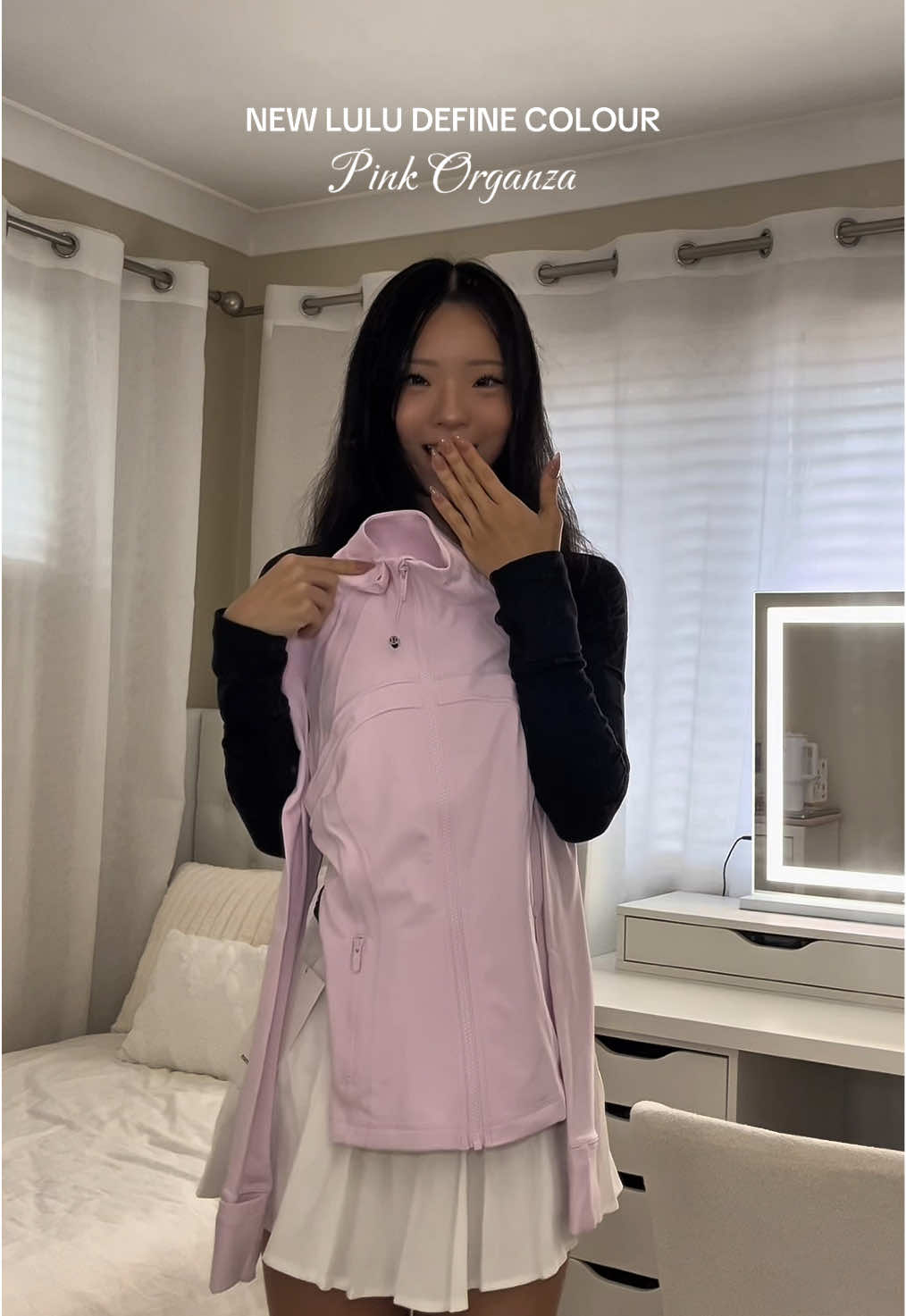it’s so cute 🎀 @lululemon   #pinkorganza #lululemondefinejacket  #lululemontryon 
