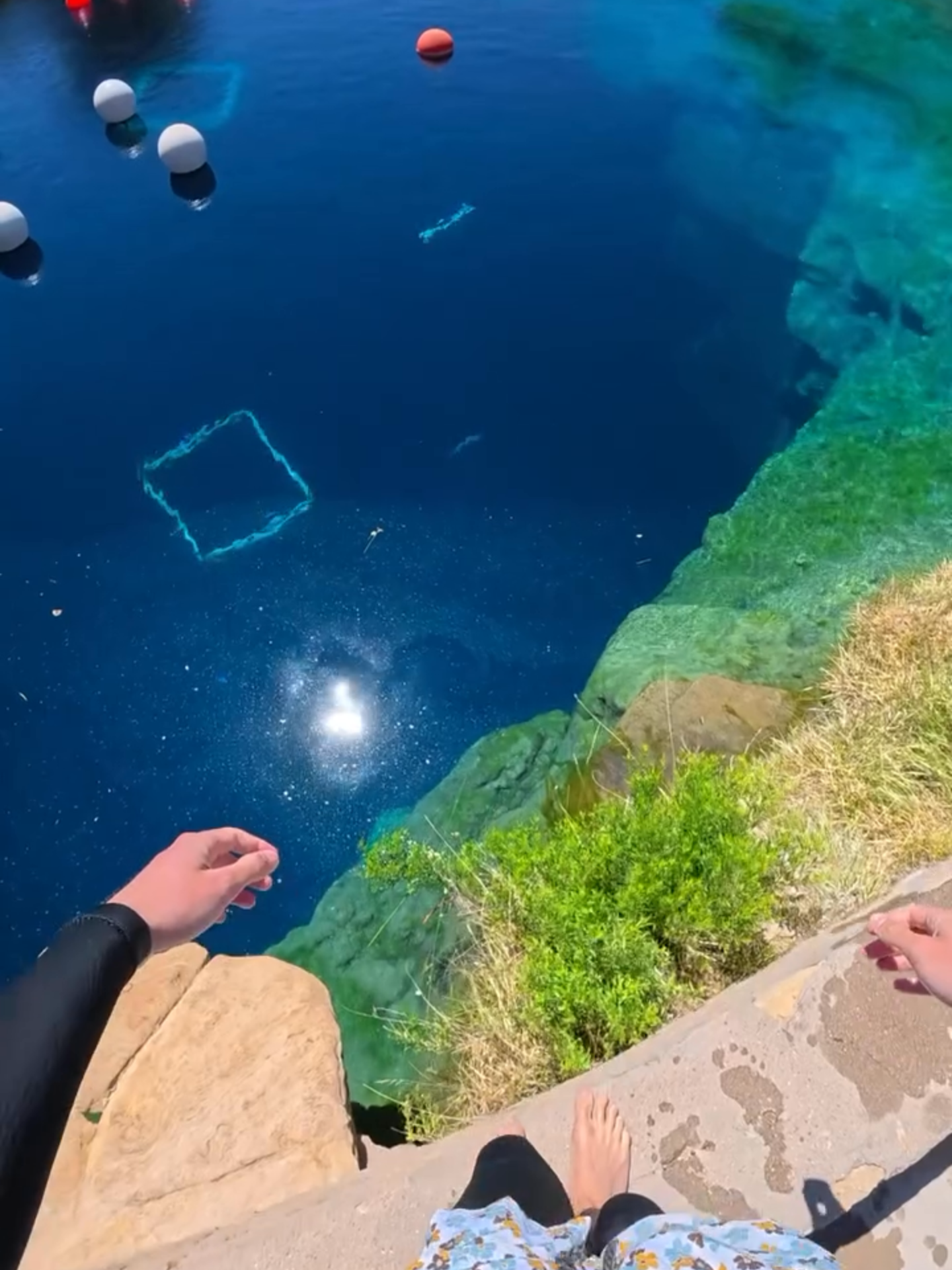 What does it say on the plate down there? 🤔( 🎥 @benji.gage ) #Unreel #Extreme #Deepdive #Mexico #Diving