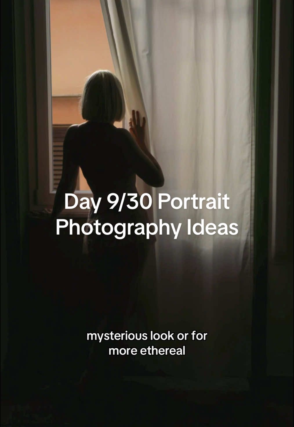 Day 9 of 30 Portrait Photography/Self Portrait Photography Ideas! Today, shoot a backlit portrait using a large window. This couldn’t be easier-simply position yourself or your model in front of the window and shoot. Expose for the highlights for a dramatic silhouette look. #photography #portraitphotography #photographychallenge #photoseries #photoideas #photoideasathome 