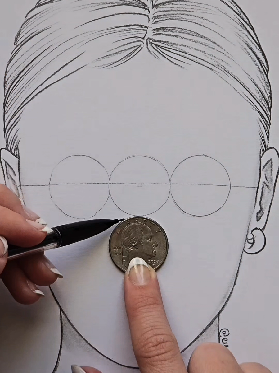 How to draw face - Quarter Trick ✏️ Easy step by step for beginner artist's! #art #artwork #artist #draw #drawing #sketch #illustration #satisfying #paint #painting 