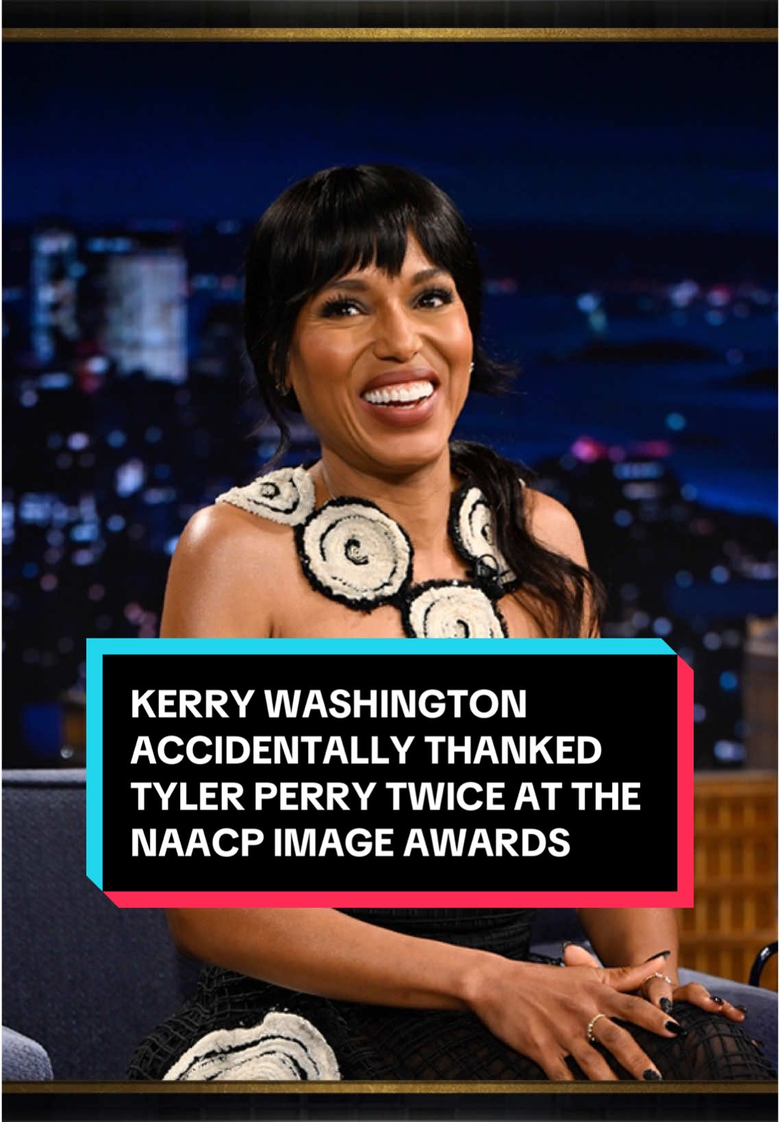 @Kerry Washington accidentally thanked Tyler Perry twice after winning Outstanding Actress for The Six Triple Eight at the NAACP Image Awards! #FallonTonight #TonightShow #JimmyFallon #KerryWashington #TylerPerry #NAACPImageAwards 