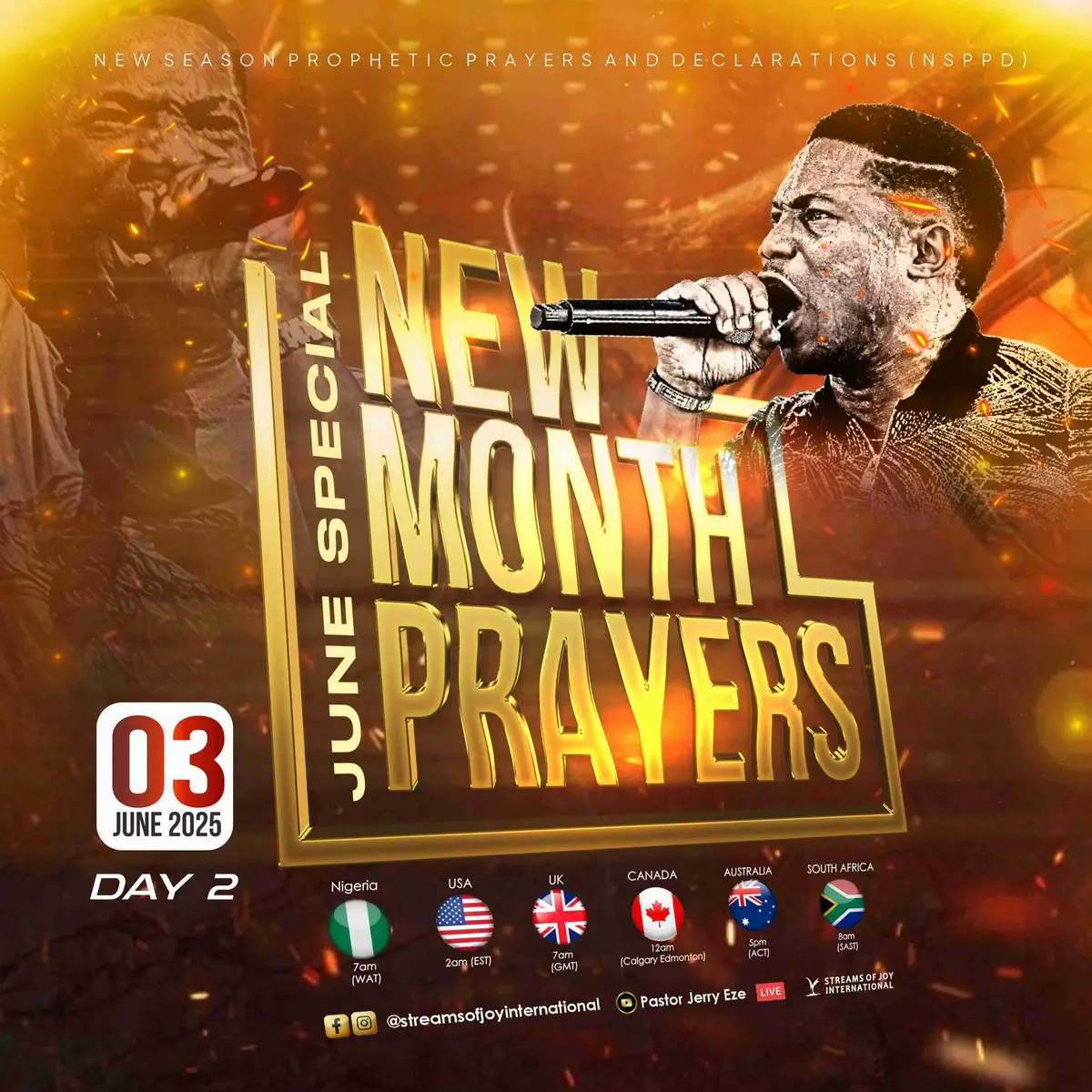 ⛓‍💥DAY 1 DONE, ORGANISED & WELL-DUSTED! ⛓‍💥DAY 2- PREPARE FOR AN UNMISTAKABLE SHIFT! ⛓‍💥JUNE- GLORIOUS THINGS ARE ALREADY HAPPENING!! SPECIAL NEW MONTH PRAYERS AND PROPHETIC DECLARATIONS (DAY 2) And the priests who carried the ark of the covenant of the LORD STOOD FIRM ON DRY GROUND IN THE MIDDLE OF THE JORDAN while all Israel crossed on dry ground, until all the nation had finished crossing the Jordan. (Joshua.3:17) Tomorrow on NSPPD FIRE ALTAR at 7am Nigerian time, we stand firm in the middle of the year- June, and we are not moving out until everything and everyone connected to us has crossed over into glorious happenings.  ⛓‍💥EXPECT○●○ ○●Full Restoration Of Everything Lost  ○●A Release Of Angels For A Glorious-June ○●The Breaking Up Of Hard Ground ○●A Might Release From EL-ROI  ○●Special Prayers Over Financial Gates ○●Prayers To Call Forth Your Helpers  ○●A Termination Of Ordinances Of Hell  🍽️Covenant Day of Fasting from 6AM to 3PM (Tuesday).  📑Bring All Your Plans and Projects for the month of June  ☎️Gather All Your loved ones to join you LIVE on the altar of fire  📺Watch LIVE, Always. Atmospheres aren't easily recreated.  Declare With Me:- JUNE- GLORIOUS THINGS ARE HAPPENING! HALLELUJAH! #NSPPD  #7amfireprayers