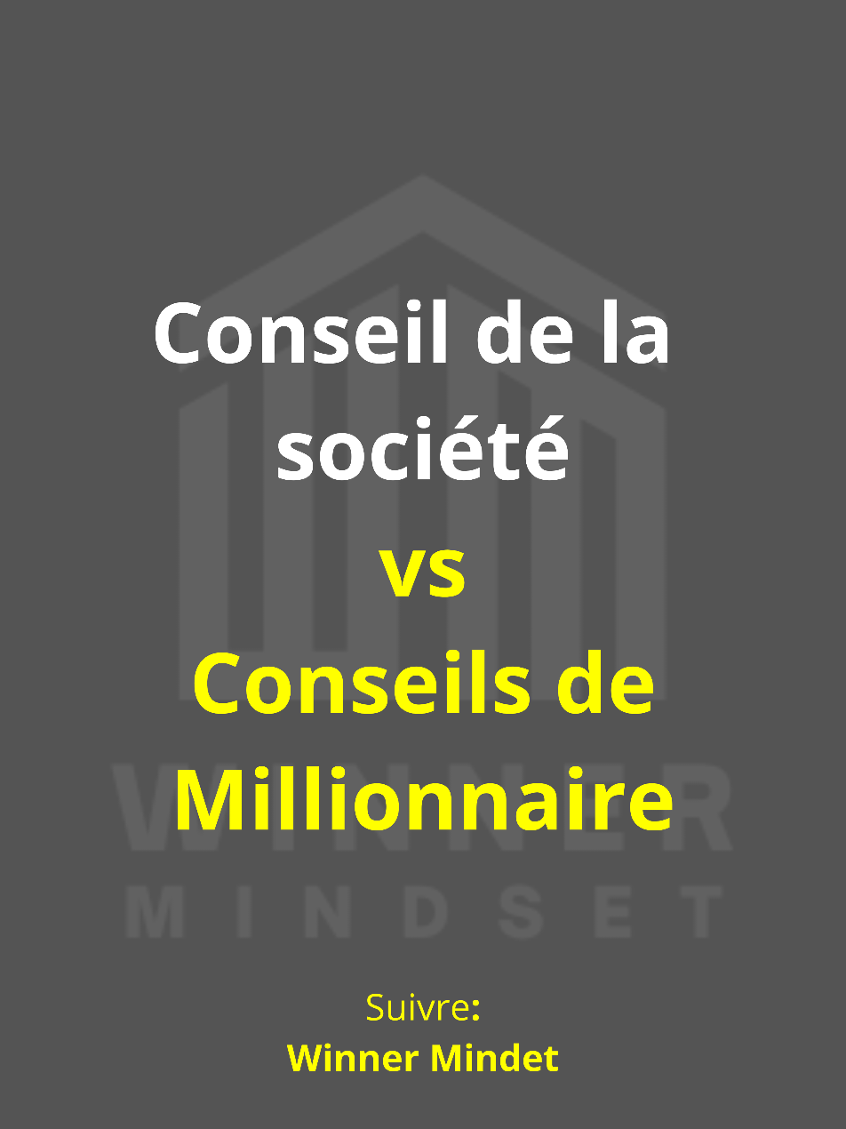 Conseils de Société vs Conseils de millionnaire : quelle voie choisirez-vous ?  Conseils de la société : allez à l’école, trouvez un emploi de 9 à 17 h, échangez du temps contre de l’argent et contentez-vous de deux semaines de liberté par an.  Conseils de millionnaire : créez un business, multipliez vos sources de revenus, faites fructifier votre argent et vivez une vie libre. Quelle voie vous correspond le mieux ? Commentez ci-dessous et identifiez un ami qui a besoin de voir ça. DM pour apprendre à créer des publications visuelles 🤝  Suivez Winner Mindset pour une motivation quotidienne et rejoins gratuitement le Canal privé pour plus de leçons et de valeurs au quotidien 😍⬇️ (lien en bio) #Motivation #Inspiration #LibertéFinancière #Reels #TendancesReels #ChangezVotreVie #Richesse #LoiDeLattraction #CitationsRéussite #Explorer #StyleDeVieLuxueux #Réussite #InspirationQuotidienne #CitationsInspiration #CitationsMotivationnelles #ConseilsRéussite #SociétéVSÉtatD 'espritMillionnaire #Entrepreneuriat #LibertéFinancière #VidéoReel #ChoixDeVie #ÉtatD 'espritMillionnaire #Entrepreneur #RevenuPassif #france🇫🇷 