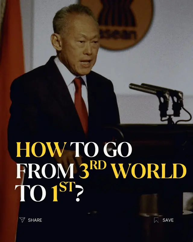 In 1965, Singapore had no natural resources, no army, and no water of its own. It was dismissed as a poor fishing island. Today? It's one of the richest, cleanest, safest, and most innovative nations on Earth. So what changed? Lee Kuan Yew, the founding Prime Minister,made 3 bold, almost ruthless, decisions that transformed Singapore forever: 🔹 
