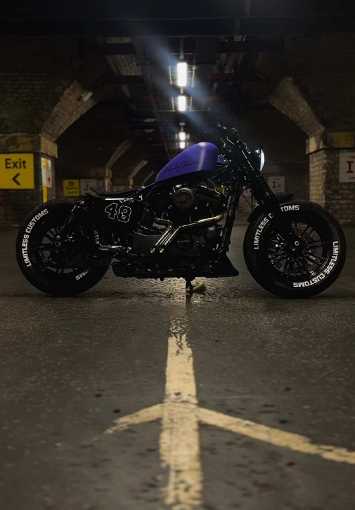 Limitless customs 48 in merlin satin purple! #harleydavidson #softail #customhd #vrod #vrod #sportster1200 #