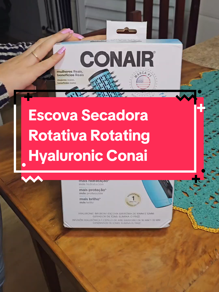 Escova Secadora Rotativa Rotating Hyaluronic Conair #TikTokShopChegou 