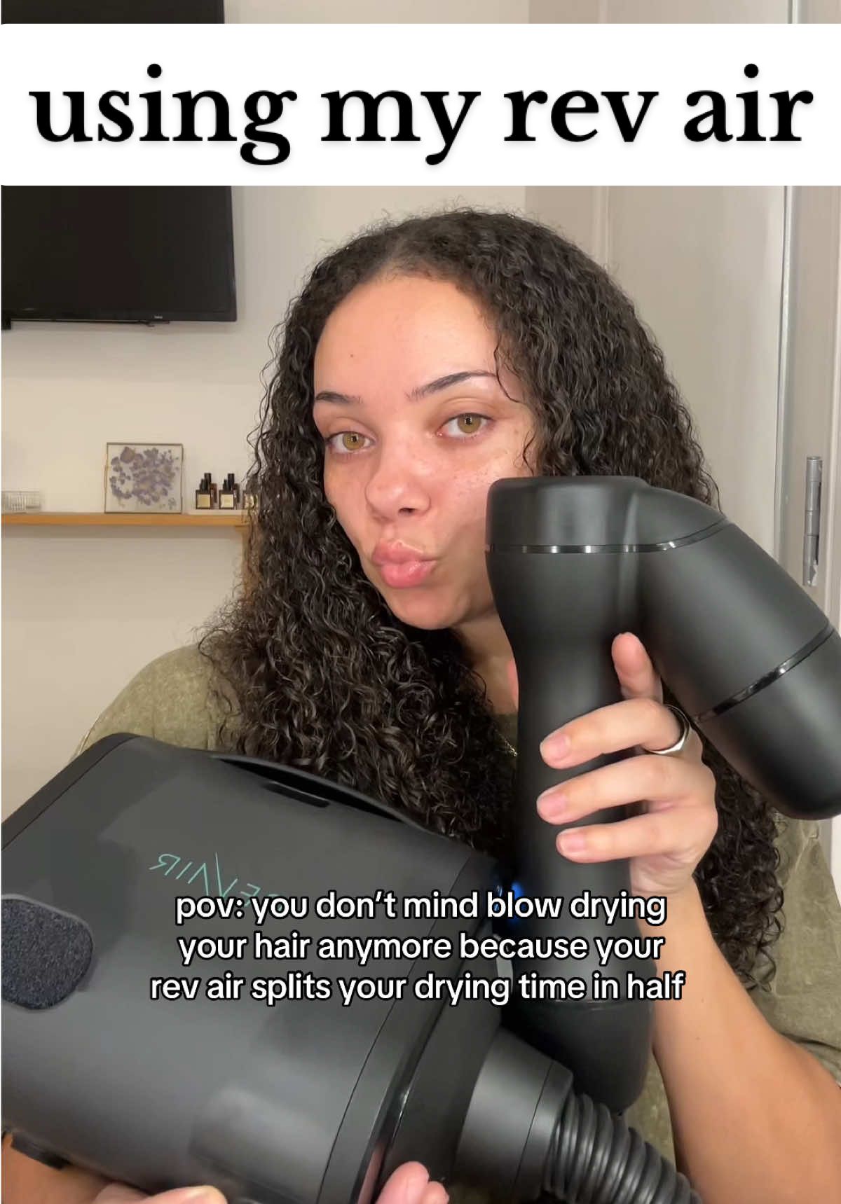 it usually takes me 45 min - 1 hour to blow my hair out with a regular blow dryer but with my @MyRevAir it only takes like 25 😩🫶🏽 #revair #3chair #revairhairdryer #blowdryer 