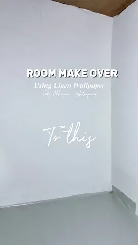 Room make over using linen self adhesive, waterproof wallpaper. Ang ganda, umaliwas yung kwarto. #roommakeover #linenwallpaper #wallpaper 
