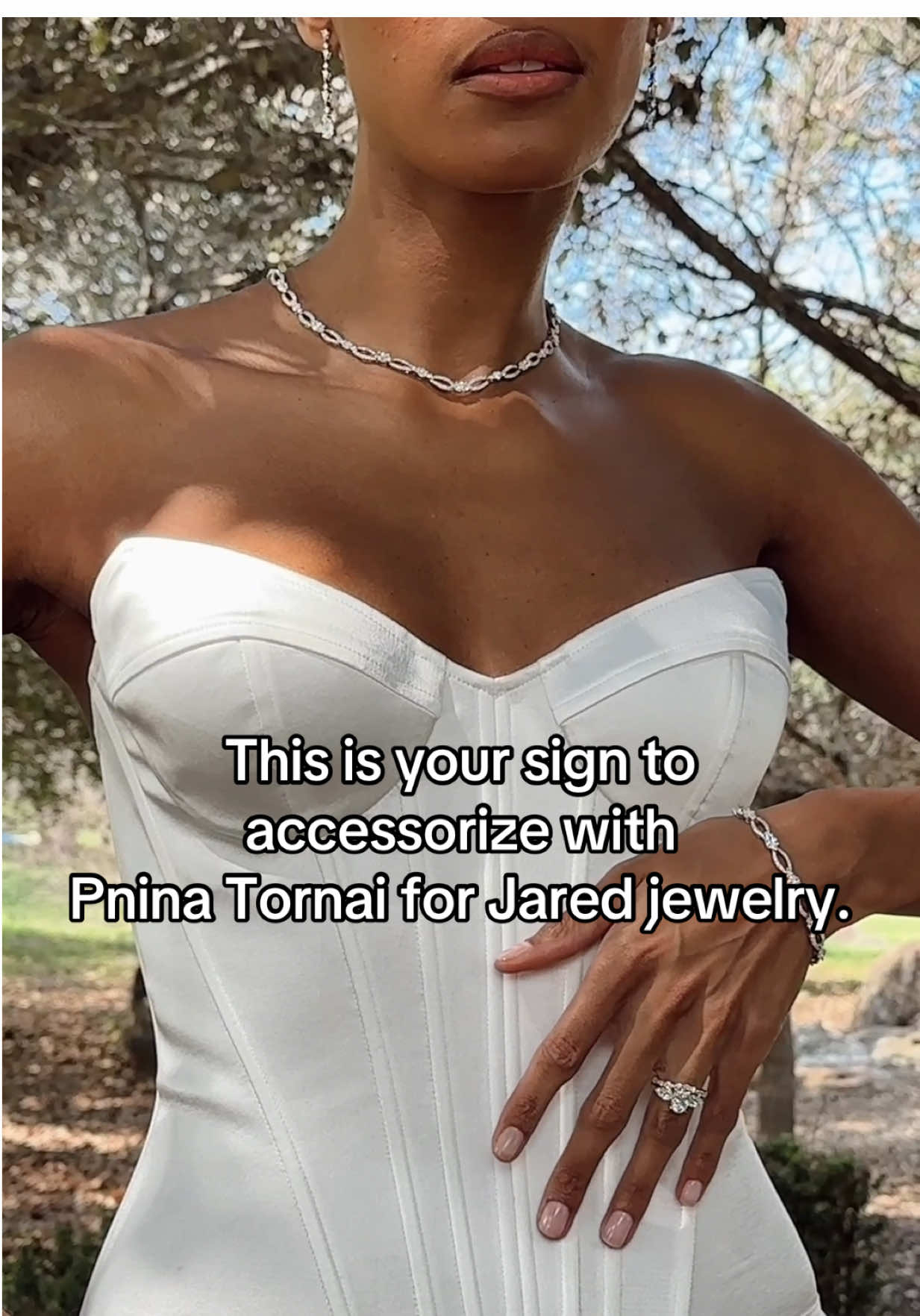 Wear Pnina Tornai for Jared jewelry on your wedding day and every day after ❤️ Explore the collections via the link in bio.  Content creator: @Khai  #pninatornai #labgrowndiamond #labgrowndiamondjewelry #engagementrings #satinweddingdress 