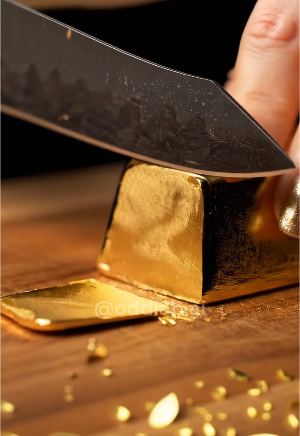 Slicing a 999K Soft Gold Bar✨ #oddlabai #oddlysatisfying #ai #asmr #relaxing #gold #goldbar #slicing 