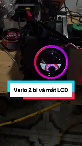 Thêm mắt chớp LCD cho choá vario kèm với 2 bi 1.5 và demi audi #Sanchoidenled #Vario #vario125 #Vario150 #Click #denxemay #fyp 